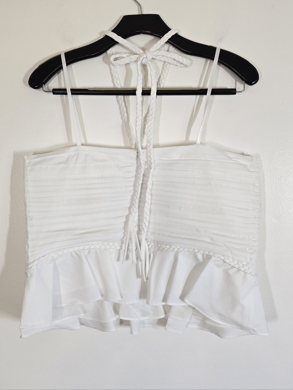 Veronica Beard Arienne Ruched Stretch Cotton Poplin Halterneck Top 14 NWT New - Picture 6 of 10